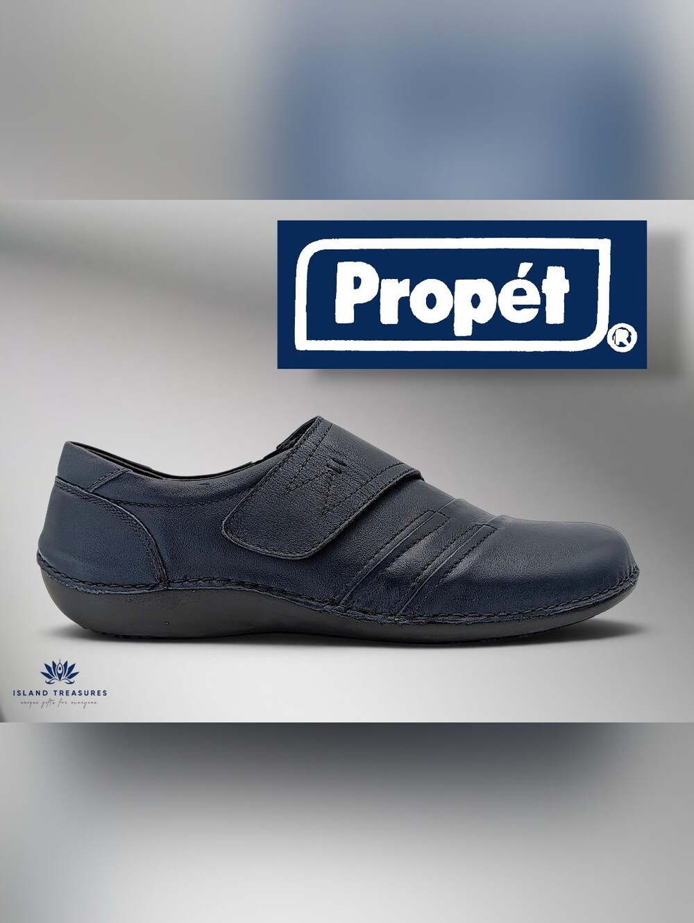Propét Calliope Sz 11 X(2E) Navy Leather Womens Comfort Slip-On Casual Shoes
